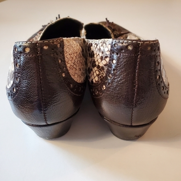 AEROSOLES Cream Sota Snake Skin Wing Tip Tassel Shoes Size 9 - Picture 5 of 7